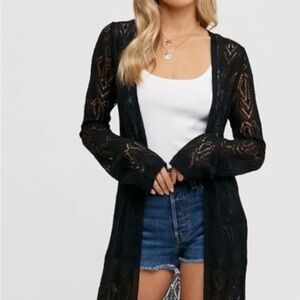 Black Lace Long Cardigan